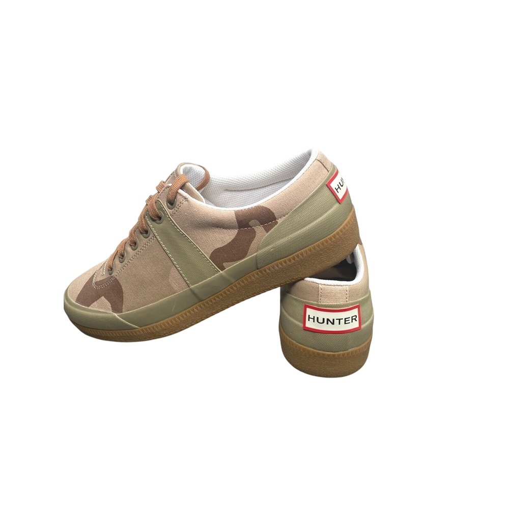 Hunter Womens Camo Canvas Low Top Sneakers Tan Brown Gum Sole US 7 EU 39 UK 6